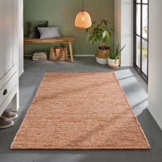 TaCa Home Wollteppich Wollteppich frei von Mottenschutzmitteln, rechteckig, Höhe: 10 mm, nachhaltige Schurwolle Wohnzimmer Schlafzm, Terracotta - 60 x 120 cm