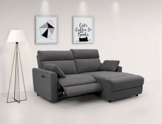 INOSIGN Ecksofa JENNA, L-Form, 209cm, manuelle u. elektrische Funktion, mit USB A/C, Liegefunktion 105°-150°, Federkern, Struktur fein