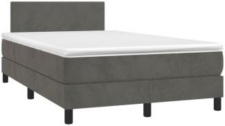 vidaXL Boxspringbett mit Matratze und LED-Beleuchtung, Samt dunkelgrau, 120x190 cm