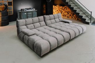 KAWOLA Big Sofa VIVIEN Velvet stone 85 x 178 x 296 cm