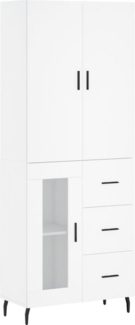 Nettlife Mehrzweckschrank Highboard Weiß 69,5x34x180 cm Holzwerkstoff für Wohnzimmer Schlafzimmer Küche Esszimmer