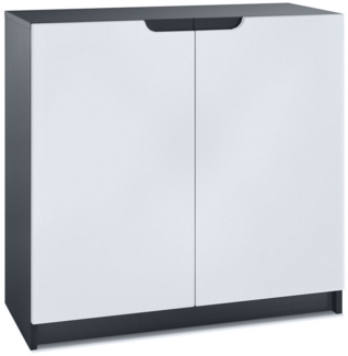Vladon Kommode Logan (Kommode, mit 2 Türen), Schwarz matt/Weiß matt (82 x 78 x 37 cm)