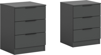 Home affaire Nachtkommode Skarde 2 Nachttische, jeweils Breite: 45 cm (Set, 2 St, Sie bekommen 2 Nachttische im Set), Skarde, 2er Set Nachtkommoden, 3 Schubkästen, anthrazit