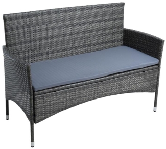 Gartenbank Rattan Gartenmöbel 2-Sitzer Polyrattan Sitzbank Sitzkissen Anthrazit