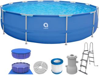 Avenli Frame Pool Komplettset 450 x 90 cm, Aufstellpool rund, mit Pumpe, blau