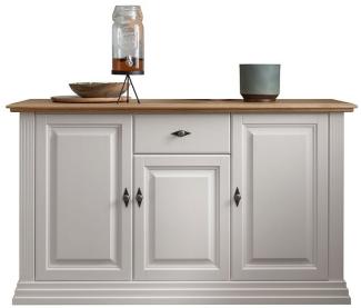 Lomadox Sideboard ESBJERG-69, Kiefer weiß lackiert mit Eiche geölt, Landhausstil