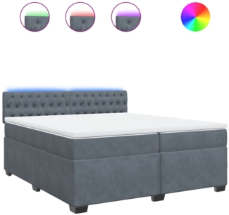 vidaXL Boxspringbett mit Matratze Dunkelgrau 200x200 cm Samt 3288709