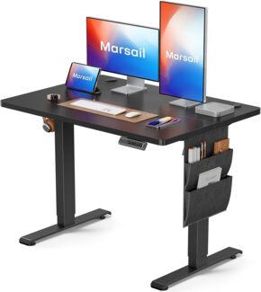 Marsail Höhenverstellbarer Schreibtisch, Elektrischer Höhenverstellbarer Schreibtisch mit Storage Tasche, Stehpult für Home Office Computertisch…