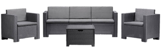 Dmora Loungeset für draußen Cameri, Outdoor-Lounge mit Couchtisch, Terrassenset mit Kissen, Gartenkomposition mit Sofa und Sesseln, Made in Italy, Anthrazit