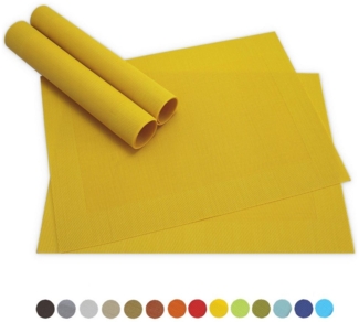 matches21 HOME & HOBBY Platzset Tischsets BORDA 4er Set Gelb als Tischuntersetzer, (4-St), Abwaschbare Platzsets als Tischunterlagen für Ess-Tisch Tisch-Deko