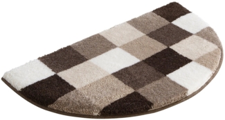 Grund Badematte Mosaik, Badvorleger, Badezimmer Teppich, sehr weich, Höhe 20 mm, rutschhemmend beschichtet, fußbodenheizungsgeeignet, Kunstfaser, halbrund, angenehm weich, auch als 3 teiliges Set erhältlich, Made in Europe