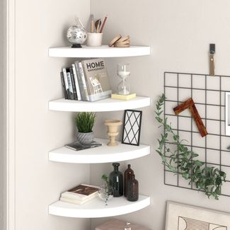 vidaXL Eck-Schweberegale 4 Stk. Weiß 35x35x3,8 cm MDF 323918