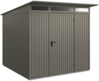 Hörmann Metall-Gerätehaus Berry Classic mit Pultdach Typ 2, 248 x 283 cm, quarzgrau, 7 m²,1-flüglige Tür