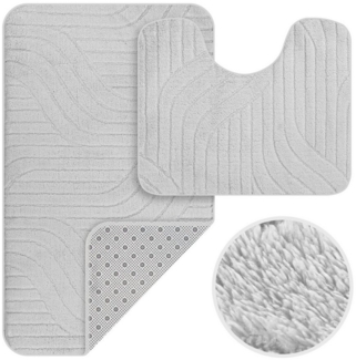HOMELUX Badematte Badgarnitur 2-teilig mit Ausschnitt, weich & rutschfest, 2BL61, Größe: 60x100cm+60x50cm