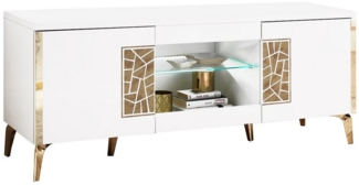 Interdesign24 TV-Board Stella (2-Türig mit offenen Fächern, in Weiß/Gold Hochglanz), Made in Italy