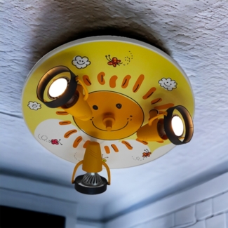 Coole LED Deckenleuchte Sonne fürs Kinderzimmer 3 flammig schwenkbar Ø35cm