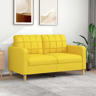 2-Sitzer-Sofa | Modern Sofa für Wohnzimmer Hellgelb 140 cm Stoff