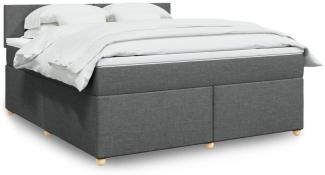 vidaXL Boxspringbett mit Matratze Dunkelgrau 180x200 cm Stoff 3289053