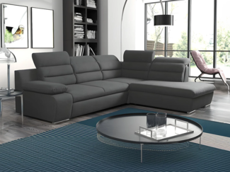 Vente-unique - Ecksofa mit Schlaffunktion - Ecke rechts - Anthrazit - PYLOS