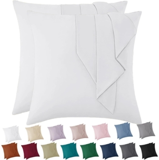 Kopfkissenbezug 80x80 Weiß 2er Set Mikrofaser Pillowcase Öko-Zertifikat