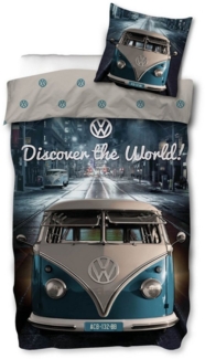SkyBrands Bettwäsche VW Bulli - Wende-Bettwäsche-Set, Volkswagen Bus T1 135x200 & 80x80, Baumwolle, 100% Baumwolle