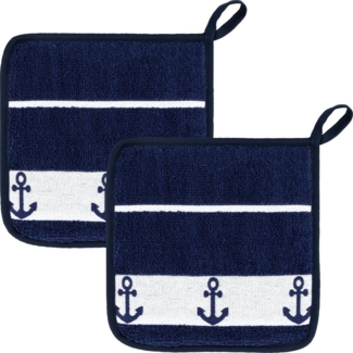 Kracht Kochschürze Topflappen "Anker" 2er-Pack, Frottier Motiv