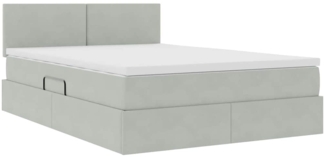 vidaXL Bett mit LED-Lichtleisten Hellgrau 140x200 cm Samt 3371337