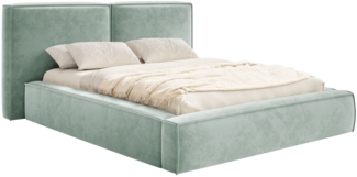 Selsey 'Tilves' Polsterbett 200x200 mit Bettkasten, Lattenrost, Velours, salbeigrün