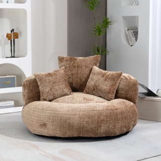 LVHOM Sitzsack Chenille Premium Sofa mit 3 extra Kopfkissen-Kuschelig & Atmungsaktiv, Memory Foam Split, B76x T73x H30cm