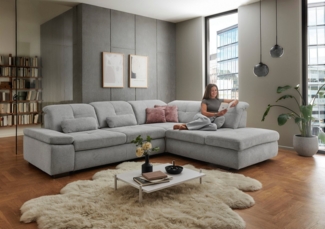 Die PlanBar Ecksofa MP-IN16012 L-Form mit Federkern-Polsterung, inkl. Sitztiefenverstellung, optional mit Funktionen