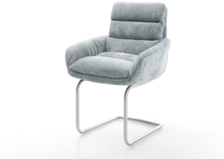 Freischwinger Abelia-Flex mit Armlehnen Chenille Pastellblau Freischwinger rund Edelstahl