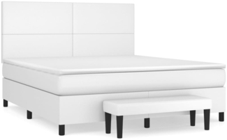 vidaXL Boxspringbett mit Matratze Weiß 180x200 cm Kunstleder 3137558