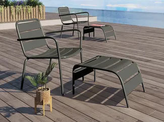 Vente-unique - MIRMANDE Gartensitzgruppe Metall Grau - B 61,5 cm67,5 cm x H 33 cm71,5 cm x L 50 cm60 cm