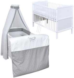 Baby-Delux Komplettbett Babybett Jack Komplettset, 10-tlg, Kinderbett 70x140 cm weiß, Bettset verschiedene Designs