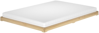 Futonbett platzsparend extra niedriges Bodenbett 140x200 Esche lackiert V-60.47E-14Rollrost und Matratze inkl.