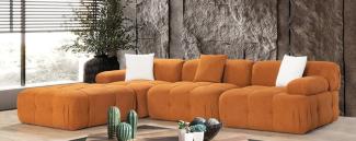 Casa Padrino Luxus Wohnzimmer Sofa Braun 300 x 200 x H. 70 cm - Modulares 4 Teiliges Ecksofa - Hotel Sofa - Wohnzimmer Möbel - Hotel Möbel - Luxus Möbel