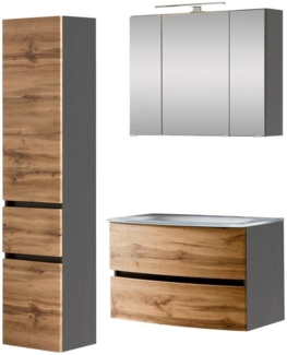 welltime Badezimmer-Set Kaunas, (Set, 3-St), bestehend aus Waschtisch-Set mit Seitenschrank, Breite 120 cm