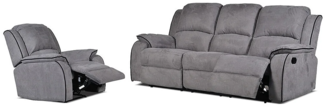 Vente-unique - Couchgarnitur Relax 3+1 - Microfaser - Grau - HERNANI