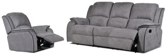 Vente-unique - Couchgarnitur Relax 3+1 - Microfaser - Grau - HERNANI