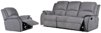 Vente-unique - Couchgarnitur Relax 3+1 - Microfaser - Grau - HERNANI