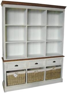 Casa Padrino Landhausstil Wandschrank Antik Weiß / Braun 160 x 40 x H. 206 cm - Landhausstil Möbel