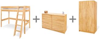 Pinolino Kinderzimmer Set Jugendzimmer 'Natura' extrabreit mit Hochbett, 3-tlg.