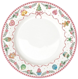 EasyLife Speiseteller Sweet Christmas, Spülmaschinengeeignet, Mehrfarbig, Motiv: Lebkuchen