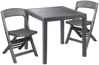 Dmora Outdoor Lounge Set Sanzeno, Outdoor oder Indoor Lounge Set, Quadratischer Tisch mit 2 Klappstühlen, Made in Italy, Anthrazit