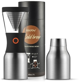 Asobu Cold Brew Kaltbrüh-Kaffeemaschine Silber, Schwarz