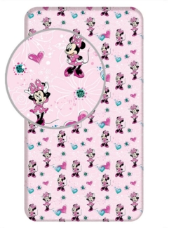 Disney Minnie Mouse Spannbettlaken Minnie Maus, Baumwolle, Gummizug: rundum, Kinder Bettlaken aus 100% Baumwolle 90 x 200 x 25 cm