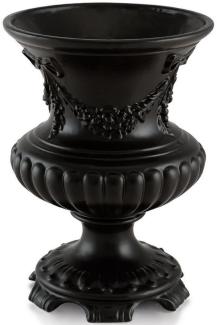 Casa Padrino Barock Vase Mattschwarz Ø 21 x H. 29 cm - Runde Barock Keramik Blumenvase - Deko im Barocktil