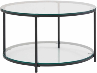 Couchtisch 80x80x45 cm Glas / Metall Wohnzimmertisch Rund Modern
