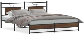 vidaXL Metallbett ohne Matratze Braun Eichen-Optik 180x200 cm 3325131