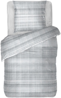 Bettwäsche 2-tlg ( ZickZack Grau ) - Öko-Tex - Bettbezug 135x200cm + Kissenbezug 80x80cm Bettdecken Set mit Reißverschluss, 100% Baumwolle